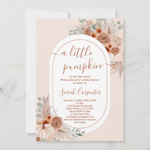 Invitation Boho Pampas petit Baby shower Citrouille fille