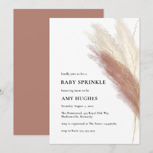 Invitation Boho Pampas Rose or Grass Baby Girl Sprinkl