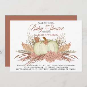 Invitation Boho Pampas rustique Grass Baby shower fille Citr