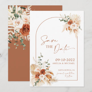 Invitation Boho Pampas Terracotta Rust Enregistrer La Date LE