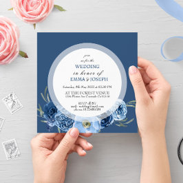 Invitation Boho pastel bleu & brush choral Mariage