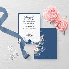 Invitation Boho pastel bleu crème Fête des mariées
