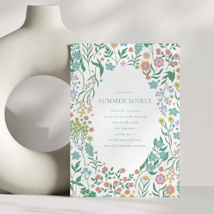 Invitation Boho Pastel Blue Fleur sauvage Whimsy Summer Soire