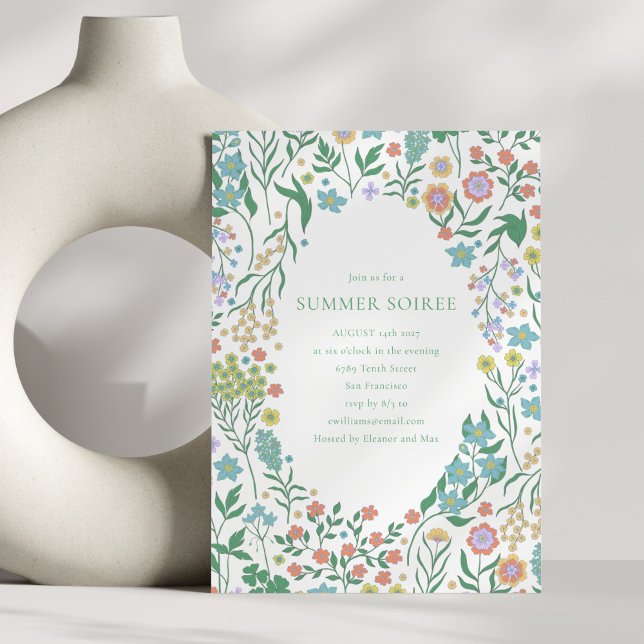 Invitation Boho Pastel Blue Fleur sauvage Whimsy Summer Soire (Créateur téléchargé)