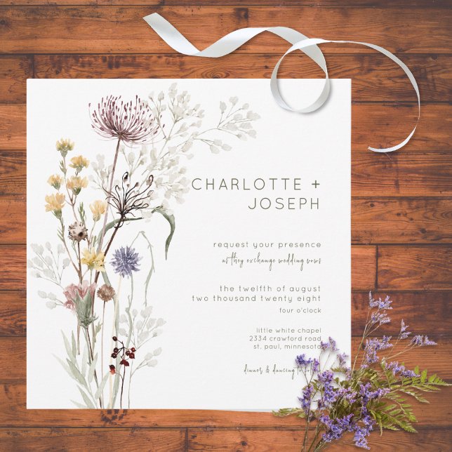 Invitation Boho Pastel Fleur sauvage Moderne Floral (Créateur téléchargé)