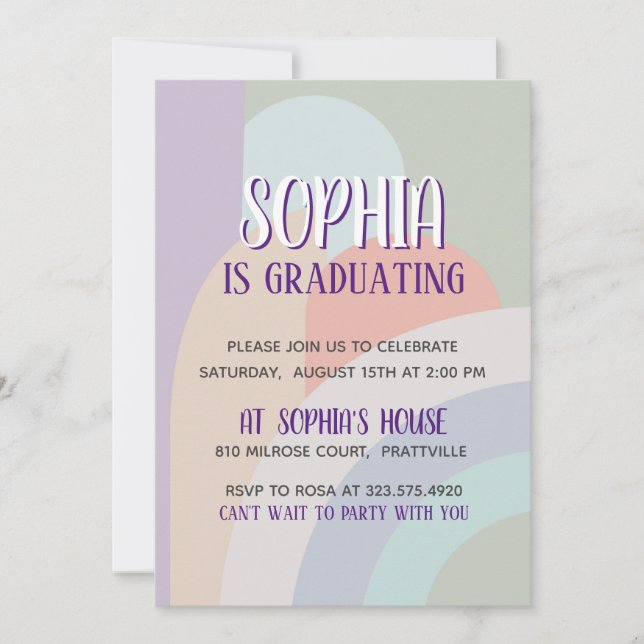 Invitation Boho Pastel Rainbow Graduation (Devant)