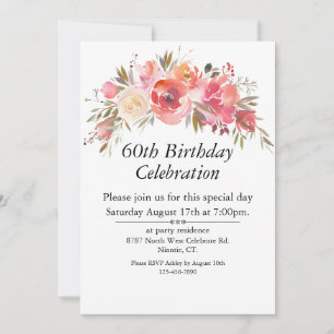 Invitation Boho Peach Floral Greenery Personnalisable 60e