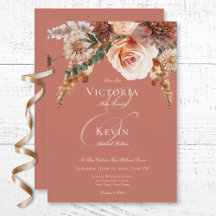 Boho Peach & Rust Floral Rust Mariage
