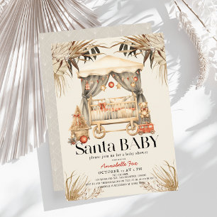 Invitation Boho Père Noël Baby Christmas Baby shower bébé de 