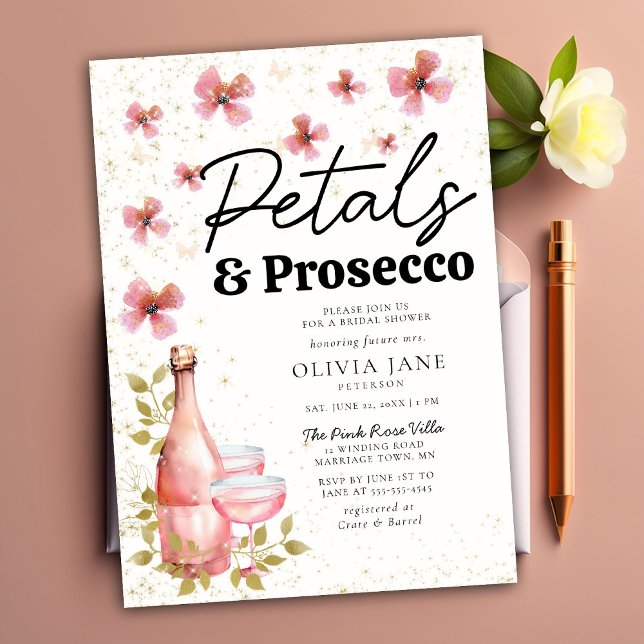 Invitation Boho Petals Prosecco Fête des mariées de la Flore  (Créateur téléchargé)