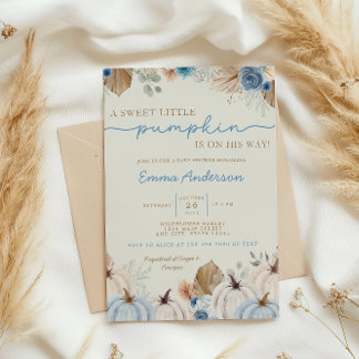 Invitation Boho Petit Citrouille Invitation, Automne Bébé Gar