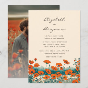 Invitation Boho Photo Floral Fleur sauvage Mariage