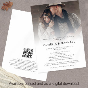 Invitation Boho Photo Overlay QR Code Mariage de Bohême
