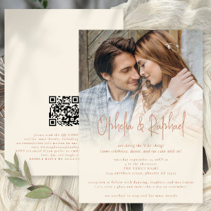 Invitation Boho Photo Overlay QR Terracotta Cream Mariage