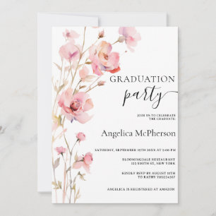 INVITATION BOHO PINK BLUSH WATERCOLOR FLEURS DIPLÔME