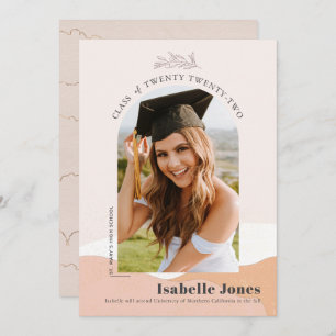 Invitation Boho Pink Desert Arch Photo Graduation