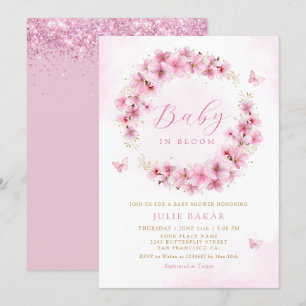 Invitation Boho Pink Floral Baby in Bloom Girl Baby shower