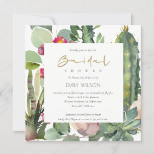 INVITATION BOHO PINK FLORAL CACTI FOLIAGE FÊTE DES MARIÉES IN