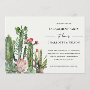 INVITATION BOHO PINK FLORAL DESERT CACTI FAUNA FIANÇAILLES