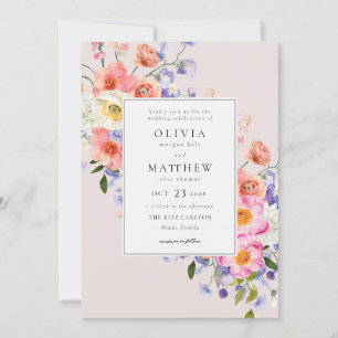 Invitation Boho Pink Floral Mariage