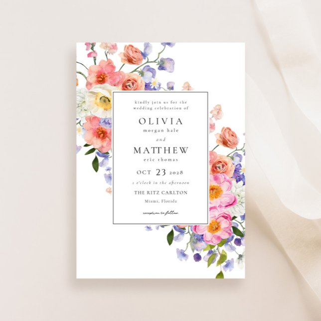 Invitation Boho Pink Floral Mariage (Créateur téléchargé)