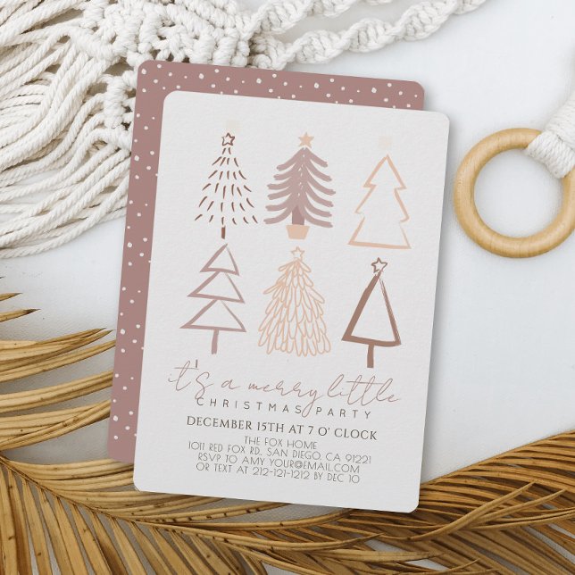 Invitation Boho Pink Noël Arbres Noël Fête de Noël (Créateur téléchargé)