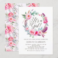 Boho Pink Peonies Wreath C'est une fille Baby show