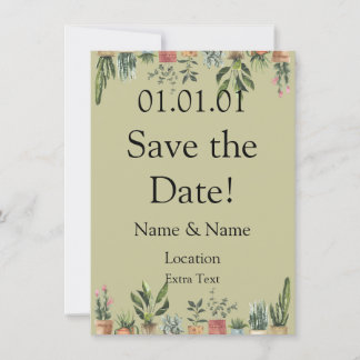 Invitation Boho Plantes pointillés Enregistrer la date