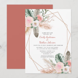 Invitation Boho Plumes florales tropicales Pampas Grass