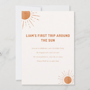 Invitation Boho Premier Voyage Autour Du Soleil 1Er Anniversa