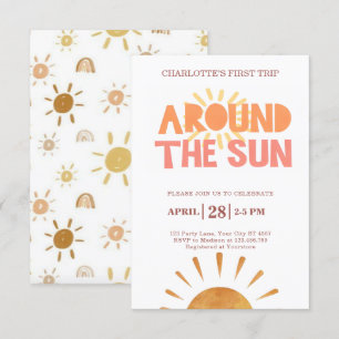 Invitation Boho Premier Voyage Autour Du Soleil 1Er Anniversa