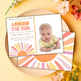 Invitation Boho Premier Voyage Autour Du Soleil 1Er Anniversa