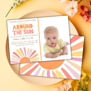 Invitation Boho Premier Voyage Autour Du Soleil 1Er Anniversa