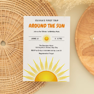 Invitation Boho Premier Voyage Autour du Soleil 1er Anniversa