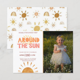 Invitation Boho Premier Voyage Autour Du Soleil 1Er Anniversa