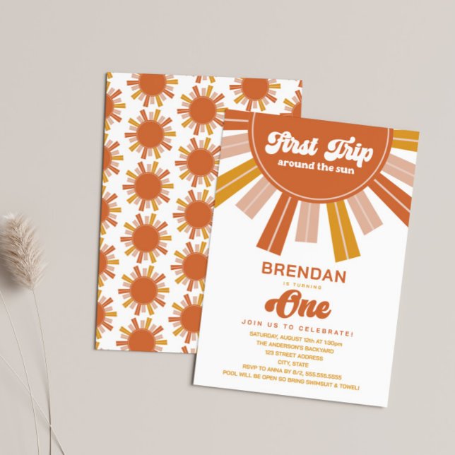 Invitation Boho Premier voyage autour du soleil Premier anniv (Créateur téléchargé)