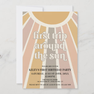 Invitation Boho Premier Voyage Autour Du Soleil Premier Anniv