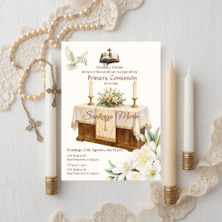 Invitation Boho Première Communion espagnole