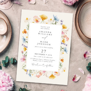 Invitation Boho Printemps Fleur sauvage Botanical Garden Wedd