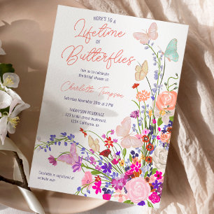 Invitation Boho printemps fleur sauvage papillons nuptiale do