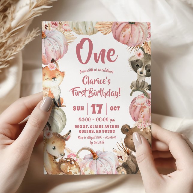 Invitation Boho Pumpkin Fille des Bois 1er Anniversaire (Créateur téléchargé)