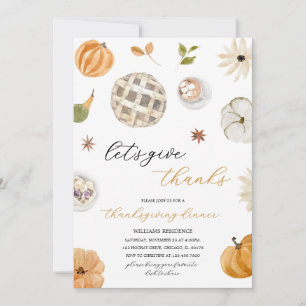 Invitation Boho Pumpkin Let's Give Thanks