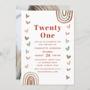 Invitation Boho Purple Arc-en-ciel moderne 21e fête d'anniver