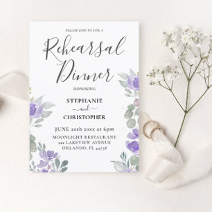 Invitation Boho Purple Floral Dîner De Répétition
