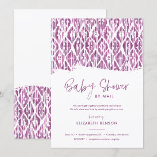 Invitation Boho Purple Ikat Baby shower par courrier