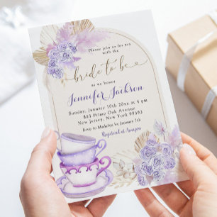 Invitation Boho Purple Lilac Floral Fête des mariées Tea Part