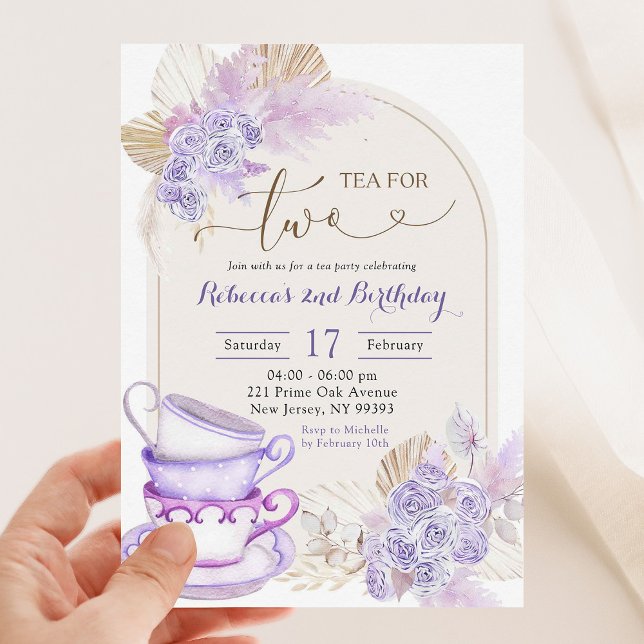 Invitation Boho Purple Lilac Floral Thé pour deux Anniversair (Créateur téléchargé)