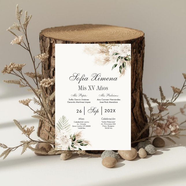 Invitation Boho Quinceanera espagnol (Créateur téléchargé)