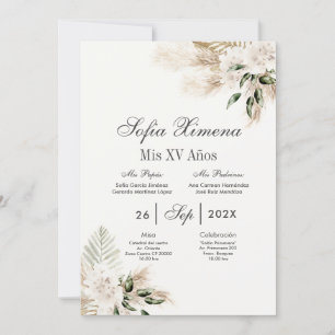 Invitation Boho Quinceanera espagnol