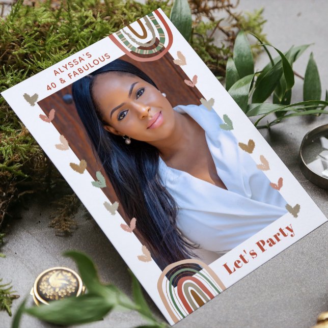 Invitation Boho Rainbow 40 & Fabulous Modern Birthday Party (Créateur téléchargé)